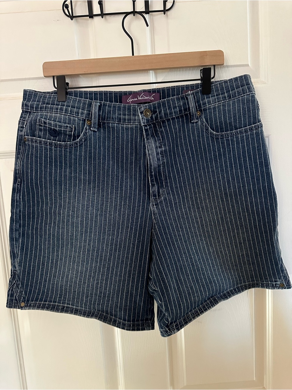 Gloria Vanderbilt Blue Pinstripe Denim Shorts